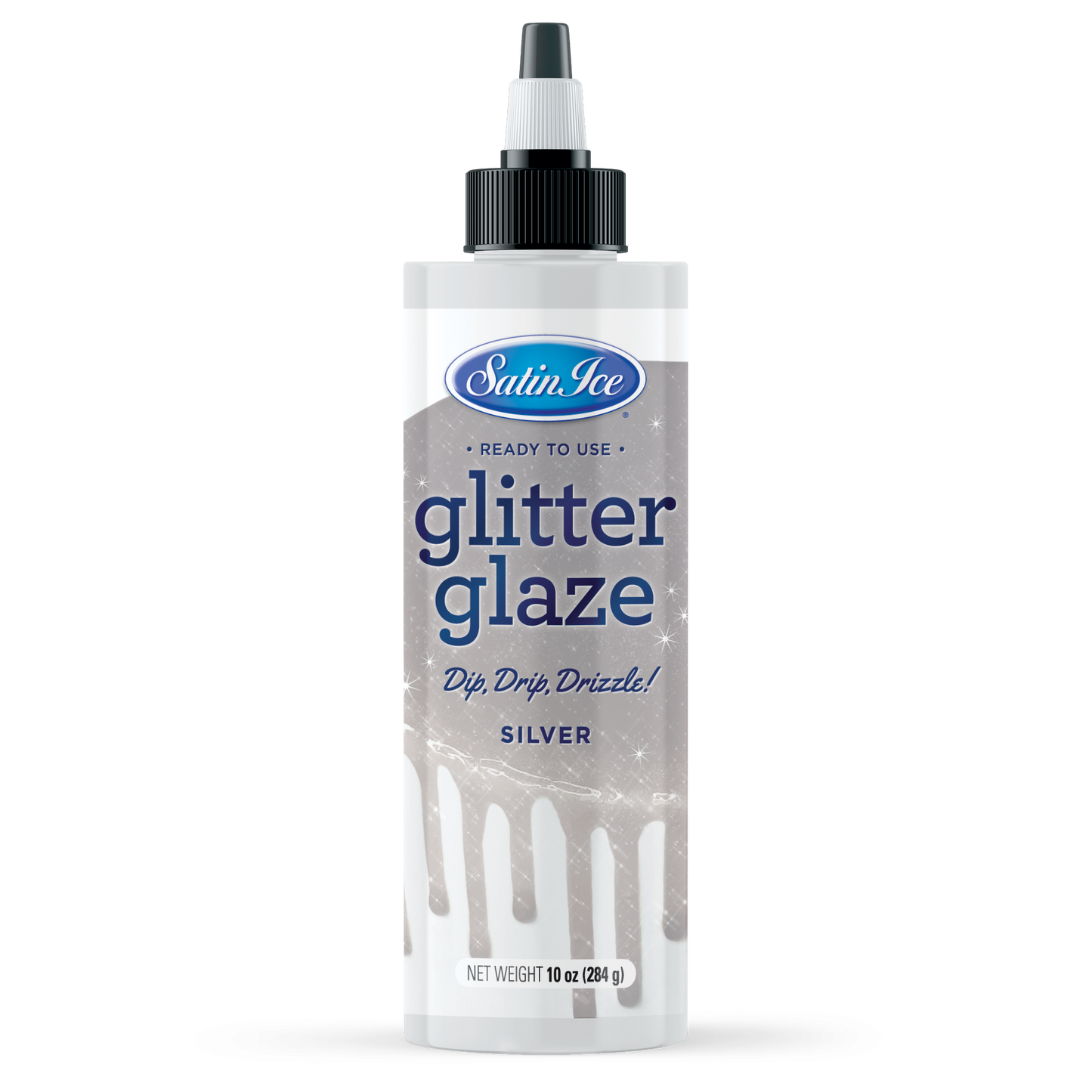 Satin Ice Silver Glitter Glaze - 10oz Bottle
