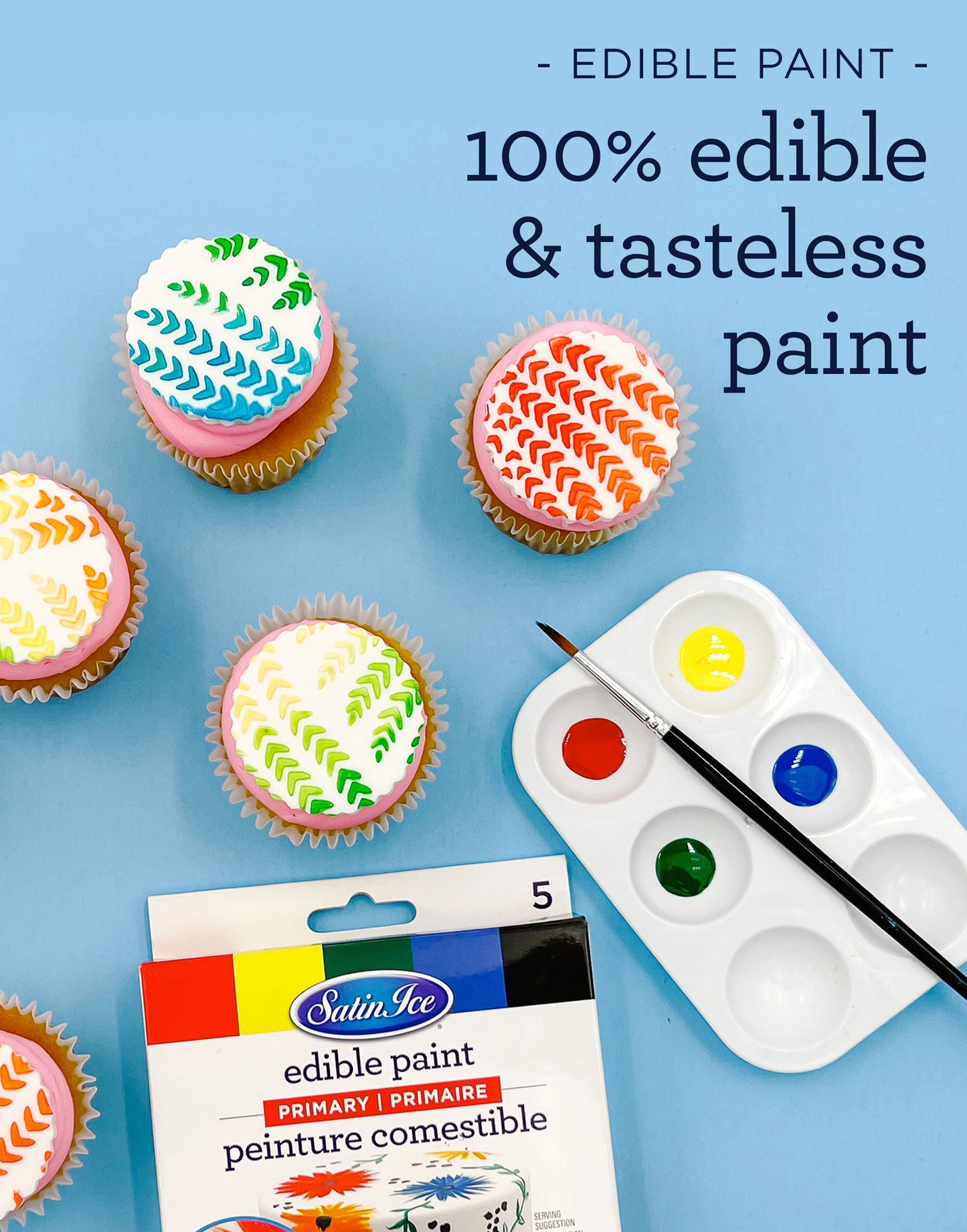 Satin Ice Primary Edible Paint, 5 Count Kit