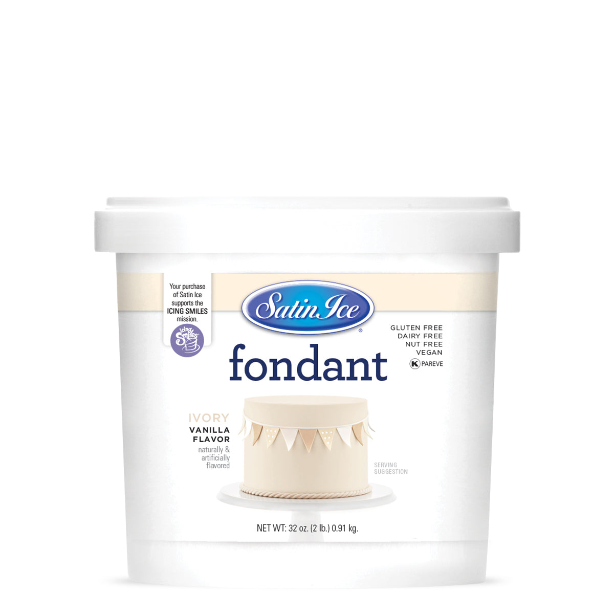 Satin Ice Ivory Vanilla Fondant - 2 lb. Pail - Satin Ice