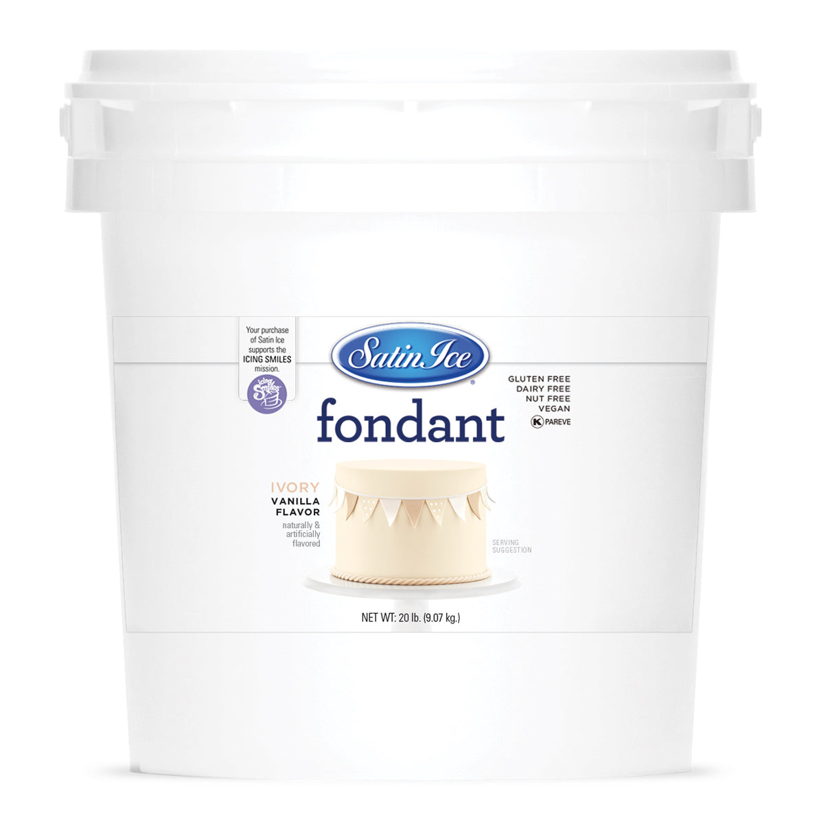 Satin Ice Ivory Vanilla Fondant - 20 lb. Pail - Satin Ice