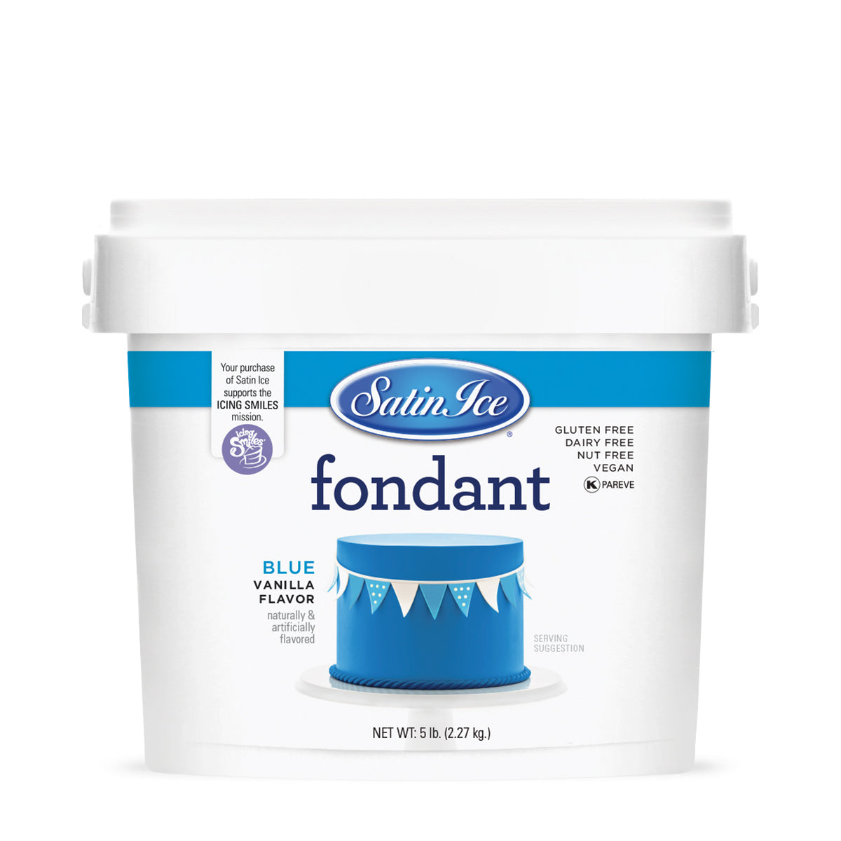 Satin Ice Blue Vanilla Fondant - 5 lb. Pail - Satin Ice