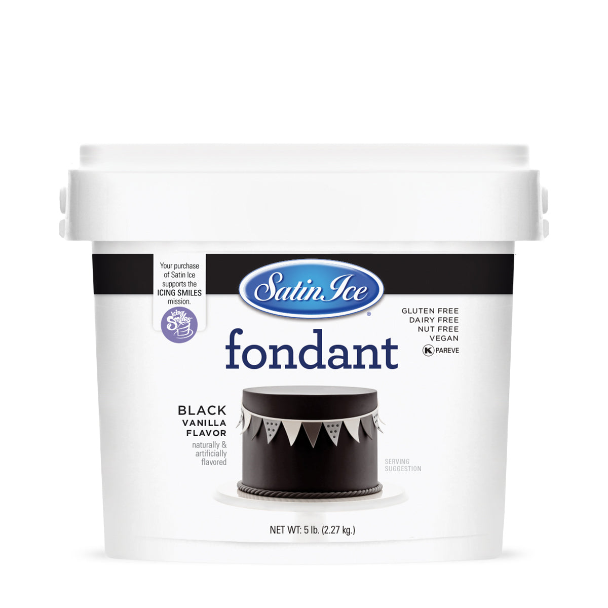Satin Ice Black Vanilla Fondant - 5 lb. Pail - Satin Ice