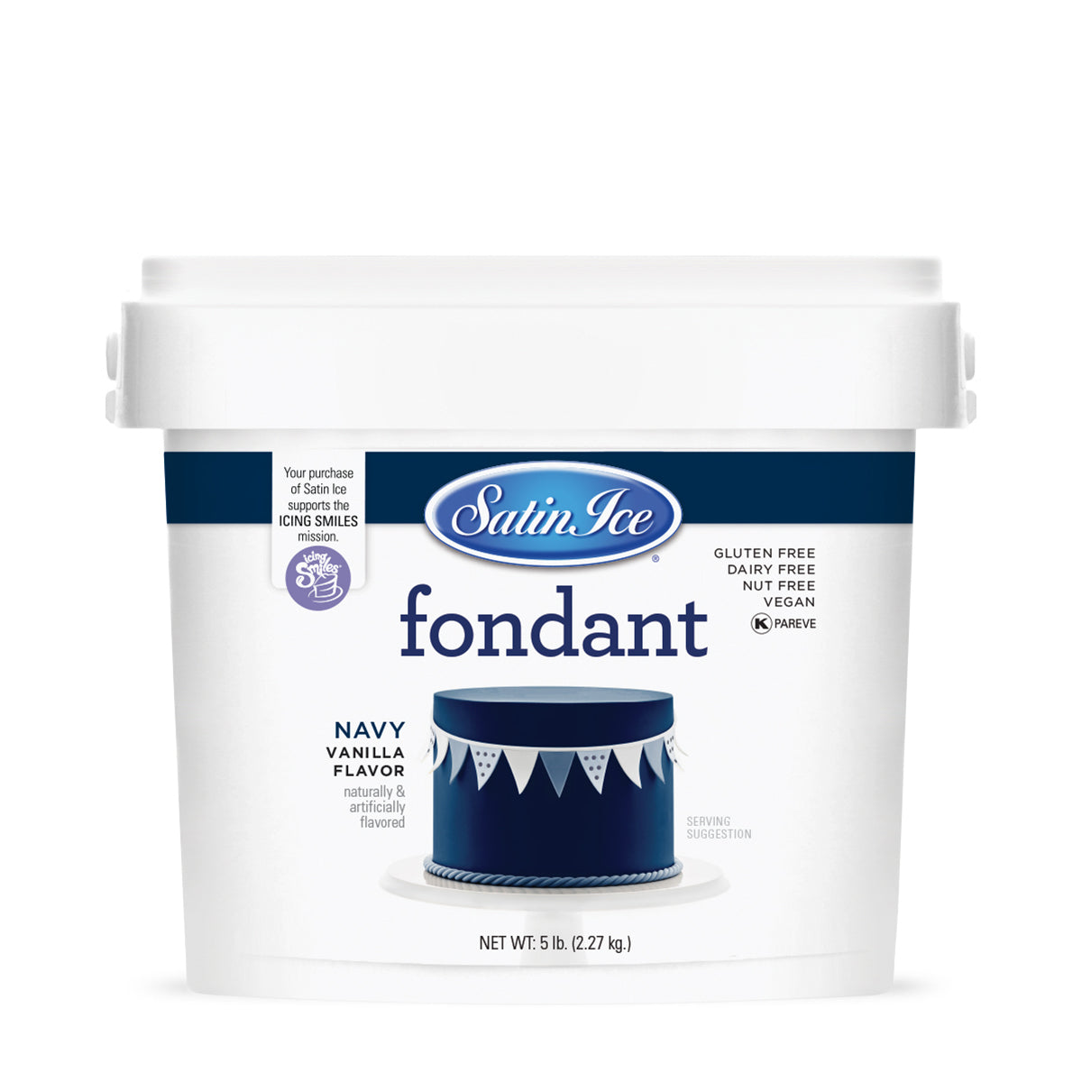 Satin Ice Vanilla Navy Fondant - 5 lb. Pail - Satin Ice