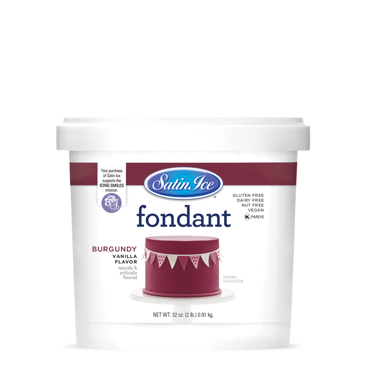 Satin Ice Vanilla Burgundy Fondant - 2 lb. Pail - Satin Ice