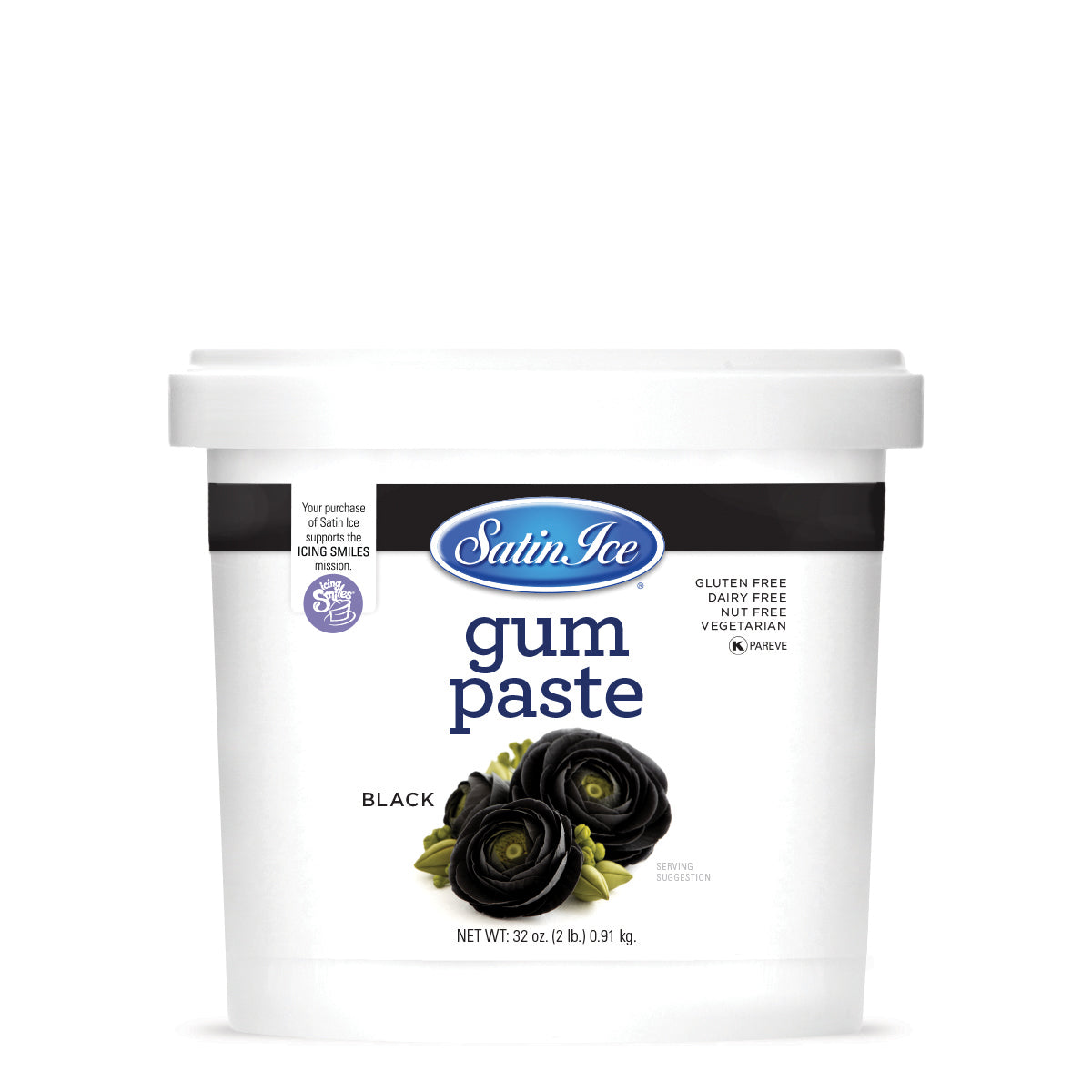 Satin Ice Black Gum Paste - 2 lb. Pail - Satin Ice