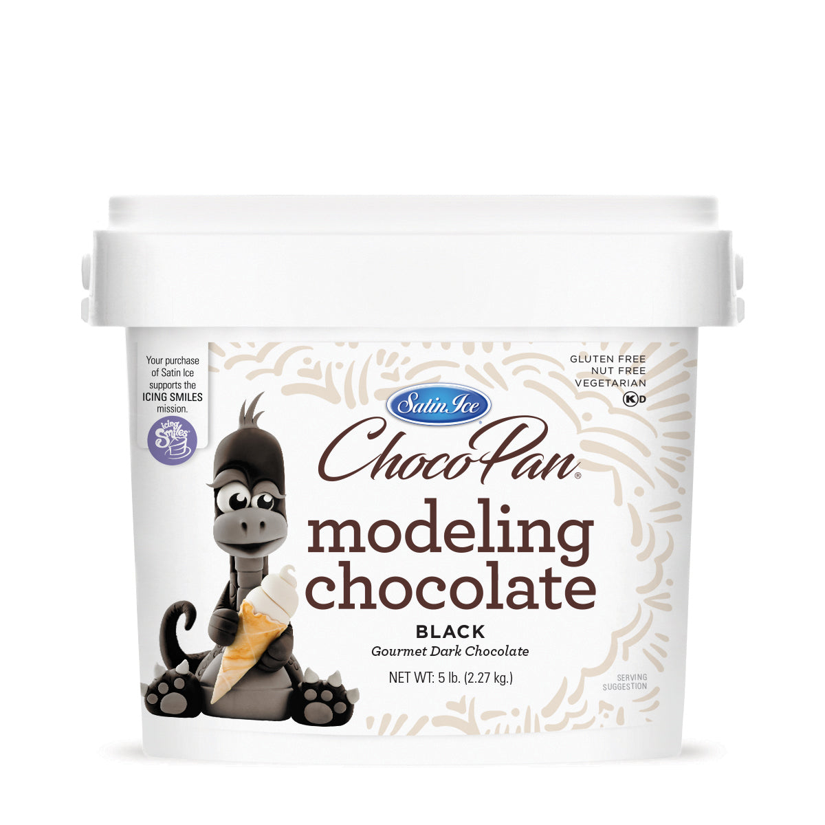 ChocoPan Black Modeling Chocolate - 5 lb. Pail - Satin Ice