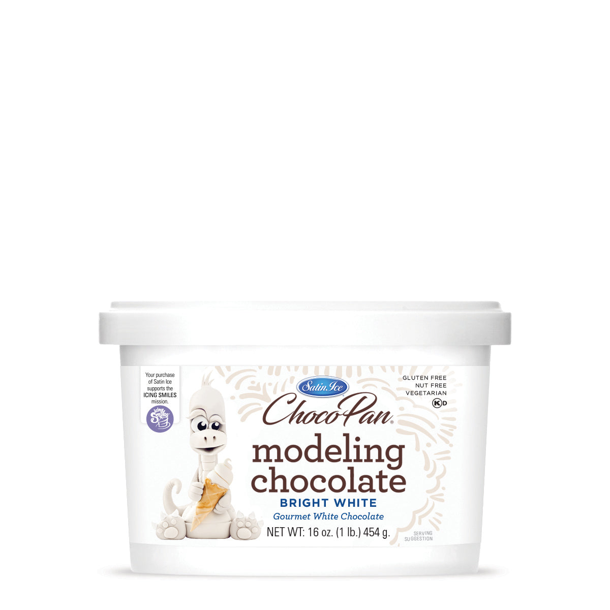ChocoPan Bright White Modeling Chocolate - 1 lb. Pail - Satin Ice