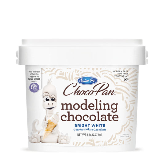 ChocoPan Bright White Modeling Chocolate - 5 lb. Pail - Satin Ice