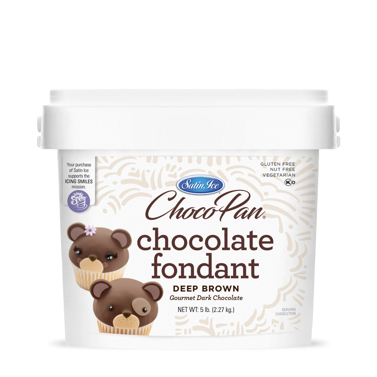 ChocoPan Deep Brown Chocolate Fondant - 5 lb. Pail - Satin Ice