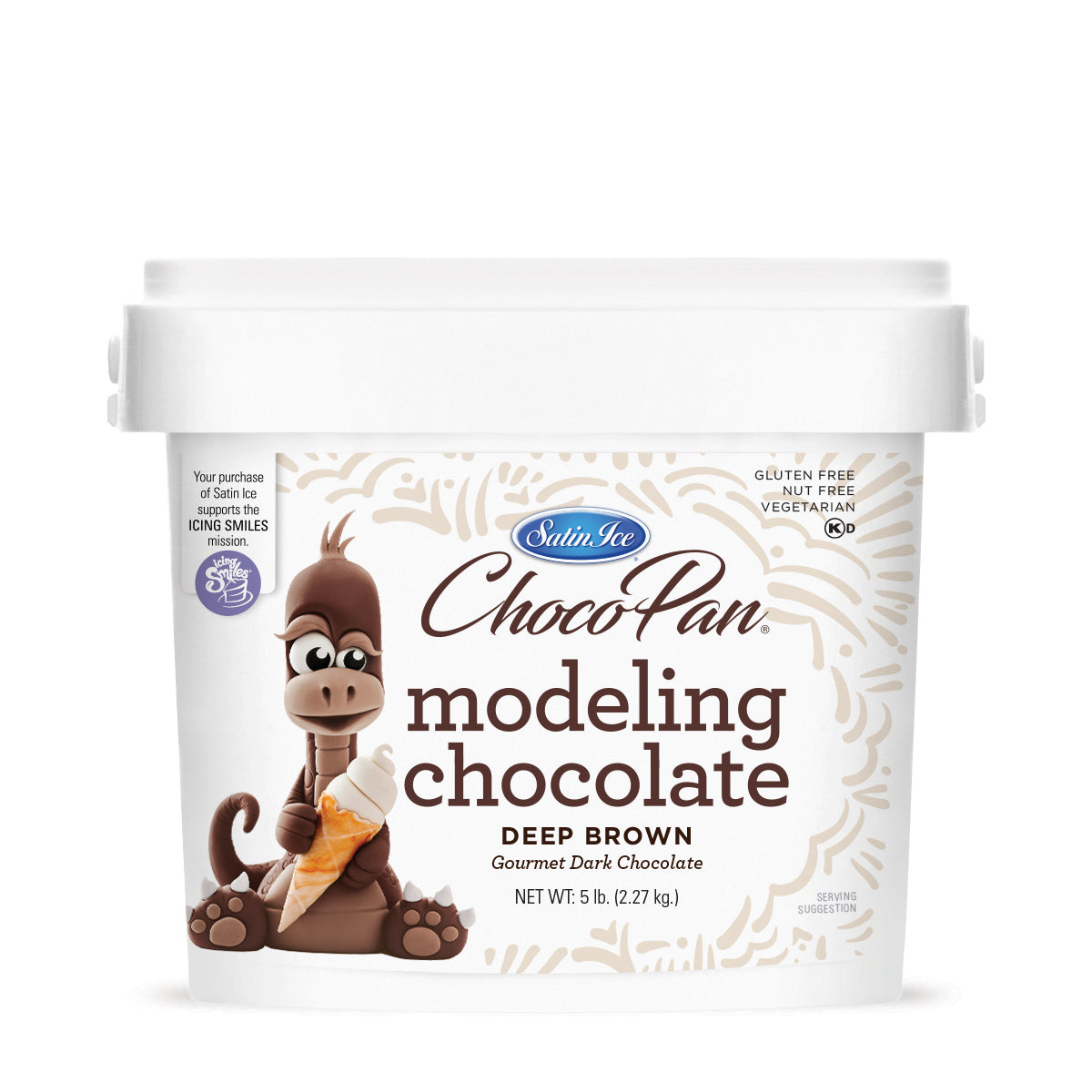 ChocoPan Deep Brown Modeling Chocolate - 5 lb. Pail - Satin Ice