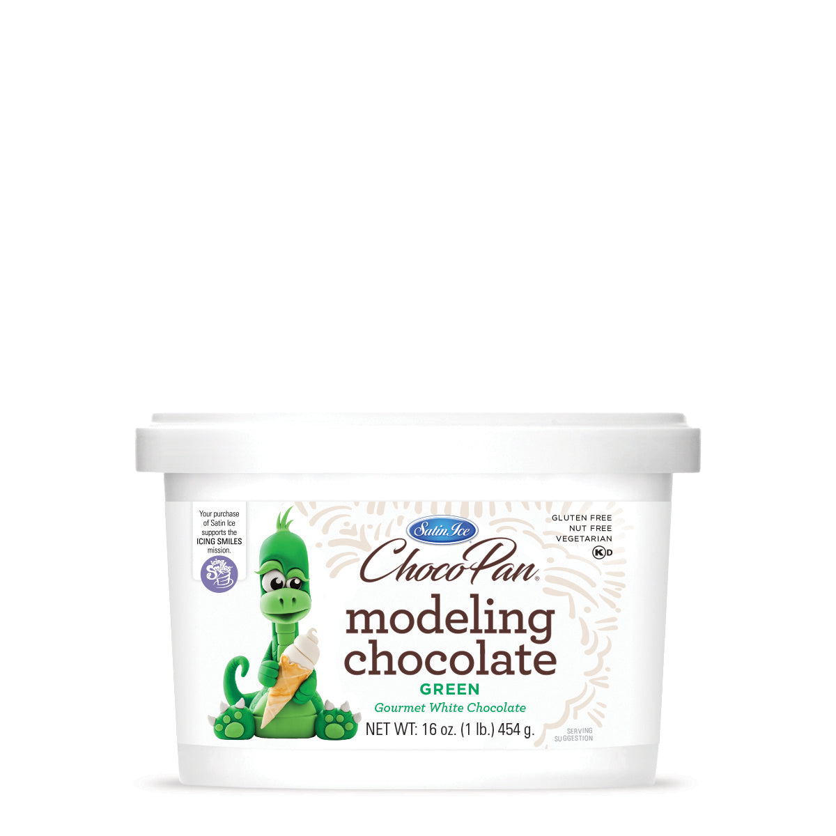 ChocoPan Green Modeling Chocolate - 1 lb. Pail - Satin Ice