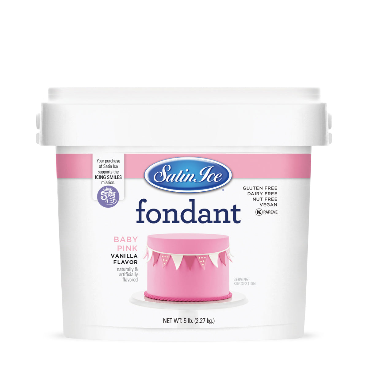 Satin Ice Baby Pink Fondant - 5 lb. Pail - Satin Ice