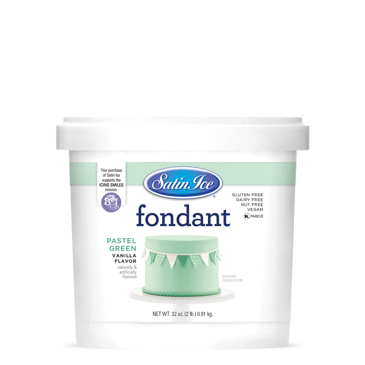Satin Ice Pastel Green Vanilla Fondant - 2lb. Pail - Satin Ice