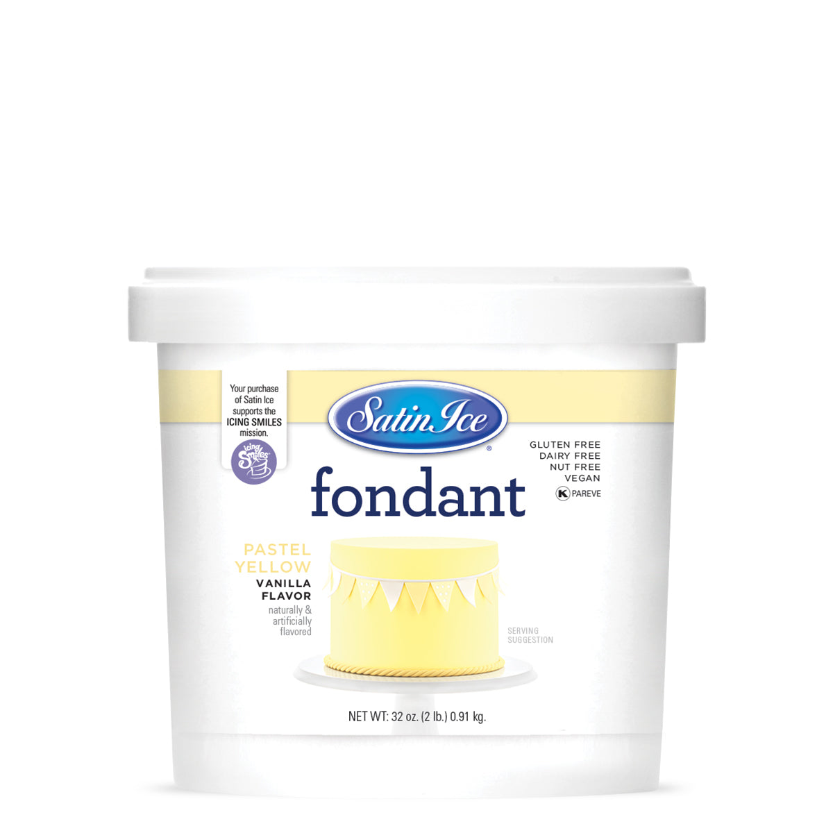 Satin Ice Pastel Yellow Vanilla Fondant - 2lb. Pail