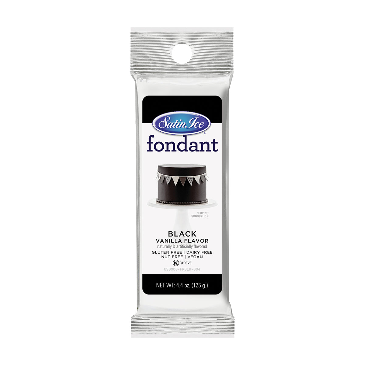 Satin Ice Black Vanilla Fondant - 4.4 oz Foil - Satin Ice