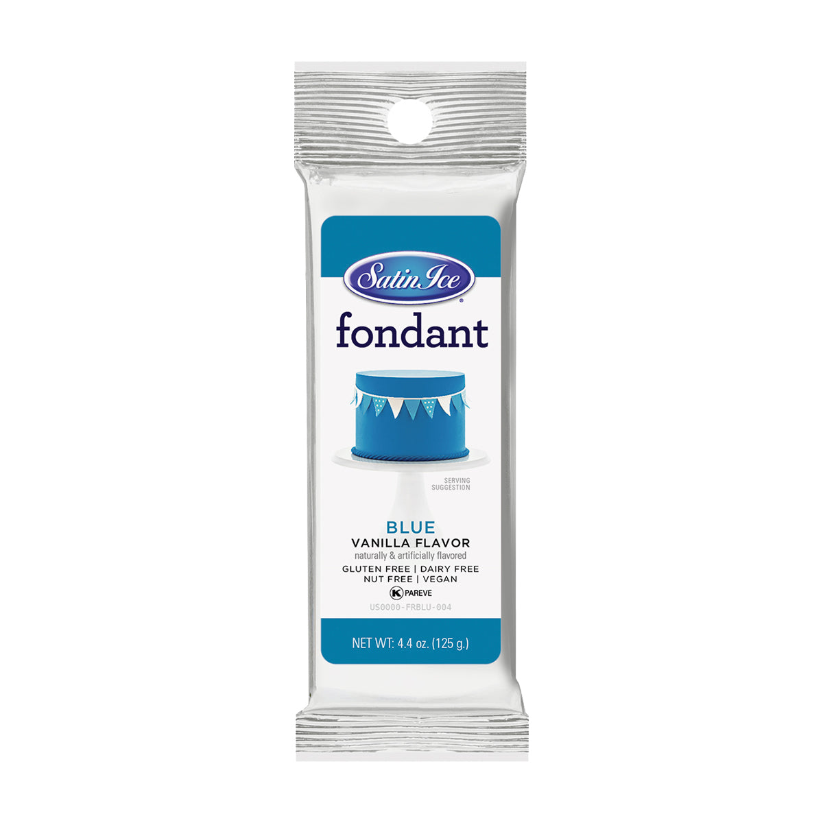 Satin Ice Blue Vanilla Fondant - 4.4 oz. Foil - Satin Ice