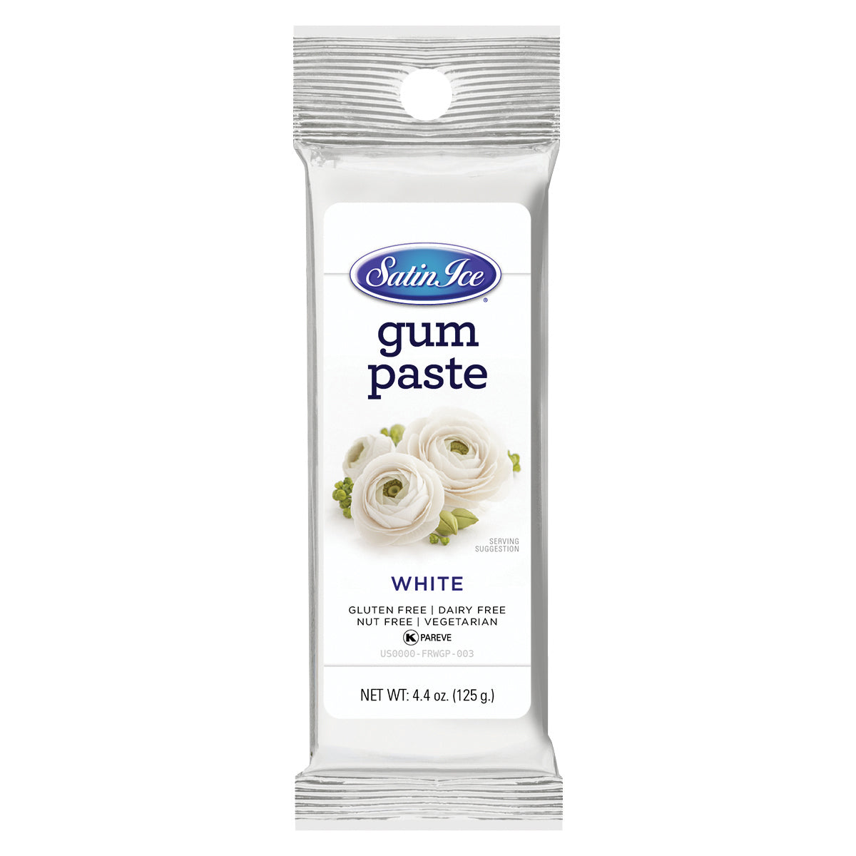 Satin Ice White Gum Paste - 4.4oz. Foil - Satin Ice